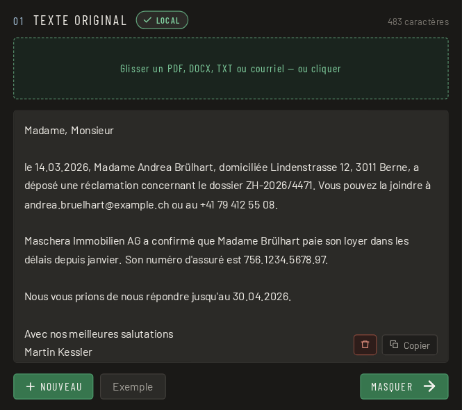Étape 1 : déposer un document dans MASCHERA ou coller du texte